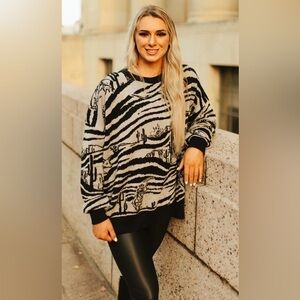 2Fly Wild West Zoo Sweater, Oversized Size Small/Medium NWT